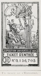 Pääsylippu Exposition Universelle of 1889 -näyttelyyn (litho) tekijältä French School