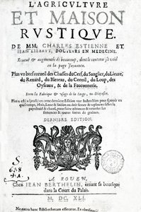 Charles Estiennen teos LAgriculture et Maison Rustique, painos 1641 (koopaino ja kaiverrus) tekijältä French School