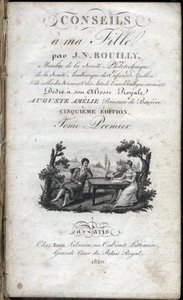 Jean Nicolas Bouillyn (1763-1842) kirjan "" Vihjeitä tyttärelleni " otsikkosivu. 1820. Yksityinen kokoelma. tekijältä French School