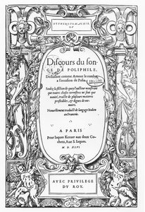 "Discourse on the Dream of Poliphile" otsikkosivu tekijältä French School