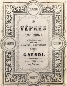 Partituurin nimisivu I Vespri Siciliani tekijältä French School