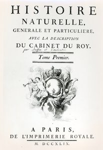 Luonnonhistorian otsikkosivu, General and Particular, Buffon, Paris, 1749 tekijältä French School