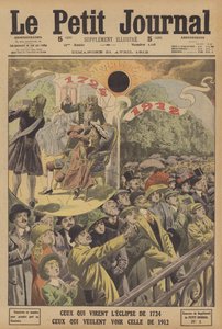 Täydelliset auringonpimennykset vuosina 1724 ja 1912 (värinen lito) tekijältä French School