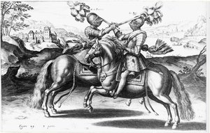 Turnauskohtaus Henri IV:n (1553-1610) ja Antoine de Pluvinelin (1555-1620) välillä tekijältä French School