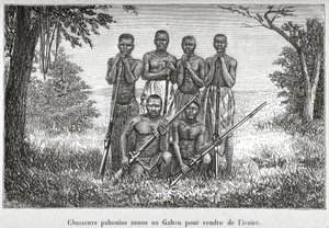 Gabonin alkuperäiskansojen perinteinen puku, piirros Henri-Victor du Pontin teoksesta L