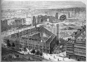 Pariisin muunnokset toisen imperiumin aikana, Paris Haussmann: Hotel de la Paixin rakentaminen ja näkymä tulevan Opera Garnierin sijaintiin Neuve des Mathurins-, Chaussee d