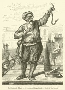 Bolognan Charlataani 1600-luvulla (kaiverrus) tekijältä French School