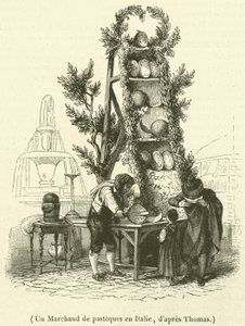 Vesimelonikauppias Italiassa (kaiverrus) tekijältä French School