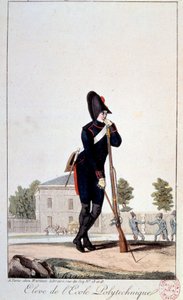 Virkapuku: ammattikorkeakoulun opiskelija 1800-luvulla. 1800-luvun vedoksia. Pariisi, Musee Carnavalet tekijältä French School