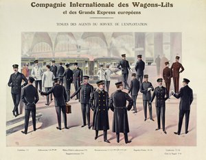 Compagnie des Wagons-Litsin työntekijöiden univormut, n. 1910 tekijältä French School