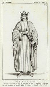 VII vuosisata, Clovis II:n hallituskausi, Clovis II, Dagobertin poika (kaiverrus) tekijältä French School