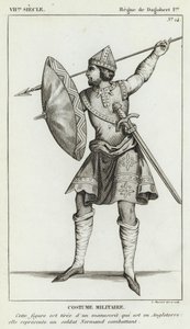 VII vuosisata, Dagobert I:n hallituskausi, sotilasasu (kaiverrus) tekijältä French School