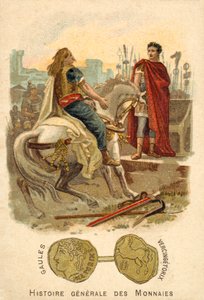 Vercingetorix alistumassa Julius Caesarille, 52 eKr. (kromoliitti) tekijältä French School