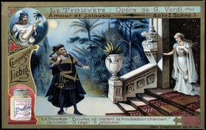 Verdin Trouvère: näytelmä I sc. 3 - Liebig-kromolitografia, n. 1900 tekijältä French School