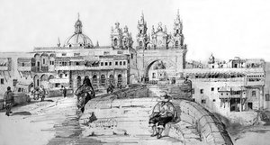 Näkymä Limasta, Perussa, n. 1850 (kaiverrus) tekijältä French School
