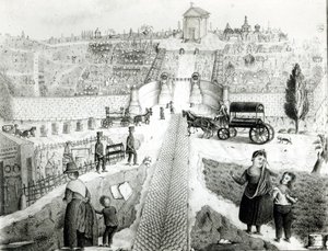 Näkymä Pere-Lachaisen hautausmaalle, 1800-luvun alku tekijältä French School