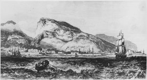 Näkymä Port Louisista, Mauritiuksesta, kuvitus Iles de lAfriquesta, Armand dAvezac (1798-1875) Paris, julkaistu 1848 tekijältä French School