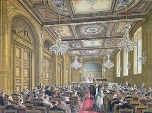 Näkymä konserttiin Salle Herzissä Rue de la Victoirella, Pariisissa, n. 1870-80 tekijältä French School