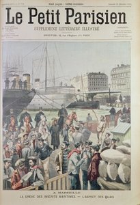 Näkymä Marseillen telakoille merilakon aikana, Le Petit Parisienin etukannessa, 21. joulukuuta 1902 tekijältä French School