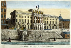 Näkymä Hotel des Monninsista Pont Neufista - kaiverrus, 1800-luvun alku tekijältä French School