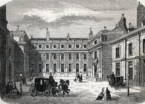Näkymä opetusministeriöstä, Hotel de Rochechouart rue de Grenelle, Pariisi - (kaiverrus) 1864 tekijältä French School