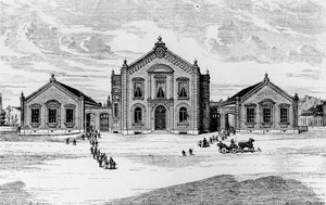 Näkymä kouluihin ja teatteriin, Familistery of Guise, Jean-Baptiste Andre Godinin (1817-88) Solutions Socialesista, Pariisi, 1871 tekijältä French School