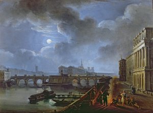 Näkymä Seine-joelle vasemmalta rannalta, 1700-luvun loppu tekijältä French School