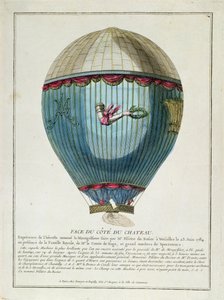 Näkymä ilmapallosta, jota Francois Pilatre de Rozier (1754-85) käytti Versailles