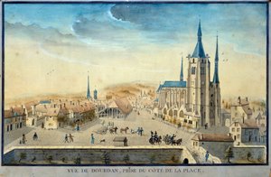 Vangin näkymä Dourdanin kaupunkiin Akvarelli 1800-luvun ranskalaisesta koulusta Musee de l