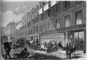 Näkymä "" La Grande Maison" -vaatetehtaan julkisivusta. Pariisi tekijältä French School