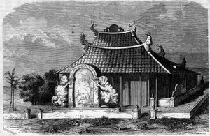 Näkymä Adranin piispan Georges Pierre Pigneau de Behainen (1741-1799) haudalta. Saigon, Cochin Kiina tekijältä French School
