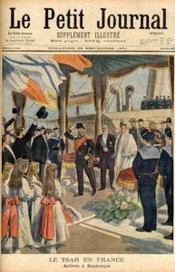Venäjän tsaari Nikolai II:n vierailu Ranskassa Le Petit Journal -sanomalehden ensimmäinen sivu 29. syyskuuta 1901 (kaiverrus) tekijältä French School