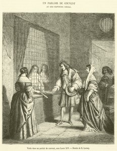 Vierailu Ludvig XIV:n luostarissa (kaiverrus) tekijältä French School