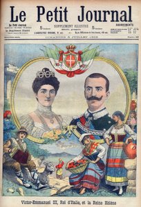Vittorio Emanuel III ja Savoian Helena - Italian kuningas Viktor Emmanuel III ja kuningatar Helena. Victor Emmanuel III, Italian kuningas ja kuningatar Helene. Kuva Le petit Journalille, 5. heinäkuuta tekijältä French School