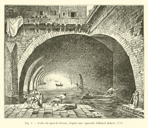 Quai de Gesvresin holvi Hubert Robertin akvarellin mukaan; 1773 tekijältä French School