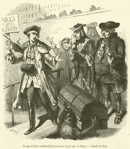 Matka Pariisista Saint-Cloudiin maalla ja meritse, Le Depart (kaiverrus) tekijältä French School