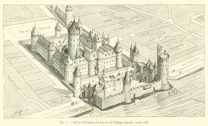 Louvre lintuperspektiivistä, Philippe-Auguste, ennen vuotta 1362 tekijältä French School