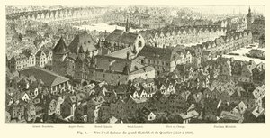 Lintuperspektiivistä Grand Chatelet ja Quartier, 1550-1696 tekijältä French School