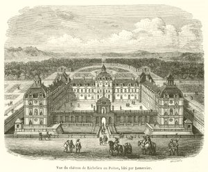 Näkymä Chateau de Richelieulle Poitoussa, Lemercierin rakentama (kaiverrus) tekijältä French School