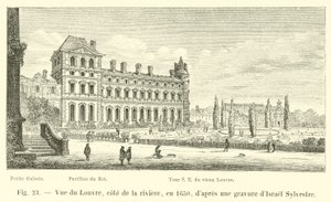 Näkymä Louvresta, Cote de la Rivierestä, vuonna 1650 Israel Sylvestren kaiverruksen jälkeen tekijältä French School