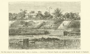 Näkymä Comptoir du Gabonille vuonna 1861, Parc a Charcoal (kaiverrus) tekijältä French School