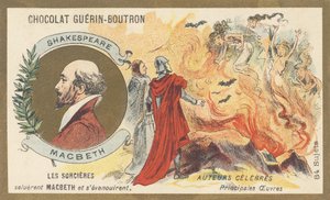 William Shakespeare (1564-1616), runoilija, näytelmäkirjailija ja anglosaksisen kulttuurin kirjailija, tragedian "Macbeth" kirjoittaja. tekijältä French School