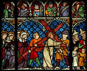 Ikkuna w12, joka kuvaa Via Crucis -tietä tekijältä French School