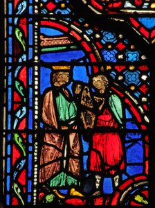 Window w14 David soittaa harppua Saul I Sam XVI:lle 23 tekijältä French School
