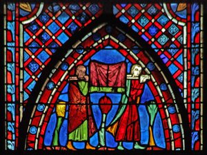 Window w7 St John: kaksi nuorta miestä tuovat omaisuutensa tekijältä French School