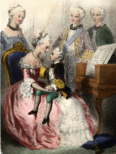 Wolfgang Amadeus Mozart (1756-1791) itävaltalaisen vaikutelman Marie-Theresen (marie Therese) käsissä - rouva Eugenie Foan teoksessa "Kuulevat lapset - historialliset tarinat" tekijältä French School
