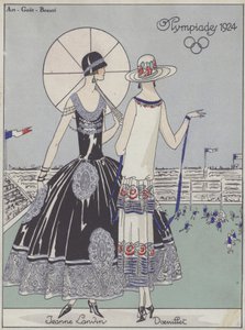 Naisten muoti vuoden 1924 olympialaisissa, suunnittelijat Jeanne Lanvin ja Georges Doeuillet (värilitro). tekijältä French School