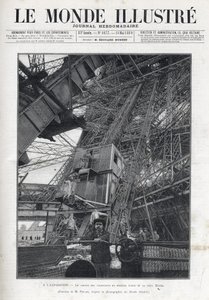 Maailmannäyttely Pariisissa 1889 - Eiffel-tornin ensimmäisen kerroksen hissipolku - Pariisin yleisnäyttely 1889 - Eiffel-tornin ensimmäisen kerroksen hissien polku - Le Monde Illustré vuodelta 1889 tekijältä French School