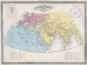 Muinaisten maailma tunnettu - Levy, joka on poimittu Vuilleminin "Muinaisen ja modernin maantieteen yleismaailmallisesta atlasesta asuinkoulujen käyttöön" - noin. 1845 tekijältä French School