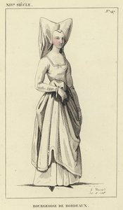 XIV vuosisata, Bourgeoise of Bordeaux (värillinen kaiverrus) tekijältä French School